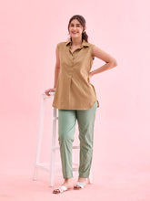 Load image into Gallery viewer, Go Colors Dusty Green Cotton Cambric Cotton Pants
