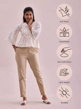 Load image into Gallery viewer, Go Colors Light Beige Cotton Cambric Cotton Pants
