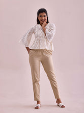 Load image into Gallery viewer, Go Colors Light Beige Cotton Cambric Cotton Pants
