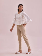 Load image into Gallery viewer, Go Colors Light Beige Cotton Cambric Cotton Pants
