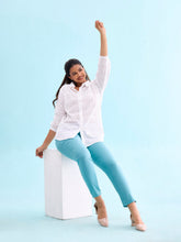 Load image into Gallery viewer, Go Colors Light Mint Cotton Cambric Cotton Pants
