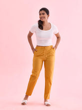 Load image into Gallery viewer, Go Colors Light Mustard Cotton Cambric Cotton Pants
