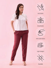 Load image into Gallery viewer, Go Colors Maroon Cotton Cambric Cotton Pants
