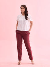 Load image into Gallery viewer, Go Colors Maroon Cotton Cambric Cotton Pants
