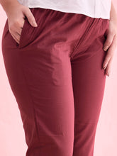 Load image into Gallery viewer, Go Colors Maroon Cotton Cambric Cotton Pants
