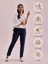Load image into Gallery viewer, Go Colors Navy Cotton Cambric Cotton Pants
