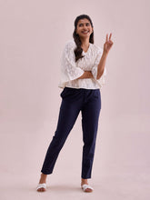 Load image into Gallery viewer, Go Colors Navy Cotton Cambric Cotton Pants
