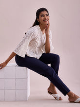 Load image into Gallery viewer, Go Colors Navy Cotton Cambric Cotton Pants
