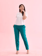 Load image into Gallery viewer, Go Colors Peacock Green Cotton Cambric Cotton Pants
