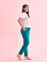 Load image into Gallery viewer, Go Colors Peacock Green Cotton Cambric Cotton Pants
