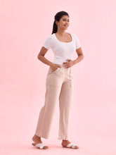 Load image into Gallery viewer, Go Colors Beige Linen Cargo Pants
