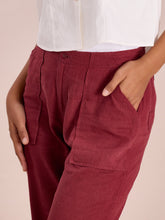 Load image into Gallery viewer, Go Colors Bright Maroon Linen Cargo Pants
