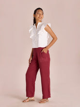 Load image into Gallery viewer, Go Colors Bright Maroon Linen Cargo Pants
