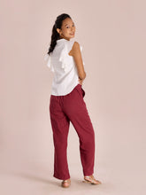 Load image into Gallery viewer, Go Colors Bright Maroon Linen Cargo Pants

