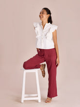 Load image into Gallery viewer, Go Colors Bright Maroon Linen Cargo Pants

