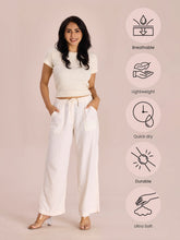 Load image into Gallery viewer, Go Colors Cream Linen Cargo Pants
