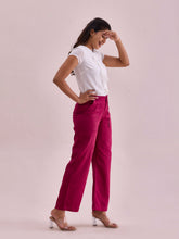 Load image into Gallery viewer, Go Colors Dark Rose Linen Cargo Pants
