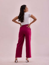 Load image into Gallery viewer, Go Colors Dark Rose Linen Cargo Pants
