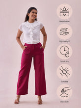 Load image into Gallery viewer, Go Colors Dark Rose Linen Cargo Pants
