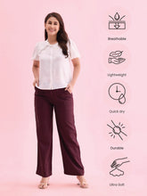 Load image into Gallery viewer, Go Colors Dark Wine Linen Cargo Pants

