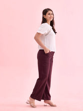 Load image into Gallery viewer, Go Colors Dark Wine Linen Cargo Pants
