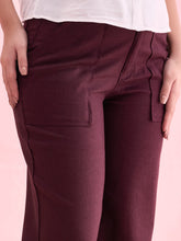 Load image into Gallery viewer, Go Colors Dark Wine Linen Cargo Pants
