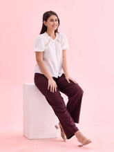 Load image into Gallery viewer, Go Colors Dark Wine Linen Cargo Pants
