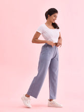Load image into Gallery viewer, Go Colors Jeans Blue Linen Cargo Pants

