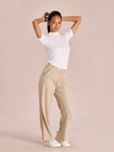 Load image into Gallery viewer, Go Colors Light Beige Linen Cargo Pants
