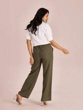 Load image into Gallery viewer, Go Colors Olive Green Linen Cargo Pants
