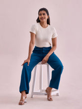 Load image into Gallery viewer, Go Colors Turquoise Blue Linen Cargo Pants
