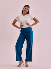 Load image into Gallery viewer, Go Colors Turquoise Blue Linen Cargo Pants
