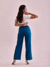 Load image into Gallery viewer, Go Colors Turquoise Blue Linen Cargo Pants
