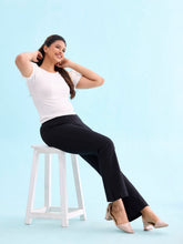 Load image into Gallery viewer, Go Colors Black Roma Ponte Flared Pant
