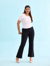 Load image into Gallery viewer, Go Colors Black Roma Ponte Flared Pant
