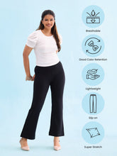 Load image into Gallery viewer, Go Colors Black Roma Ponte Flared Pant
