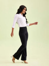 Load image into Gallery viewer, Go Colors Black Cotton Stretch Flared Pant
