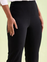 Load image into Gallery viewer, Go Colors Black Cotton Stretch Flared Pant
