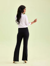 Load image into Gallery viewer, Go Colors Black Cotton Stretch Flared Pant
