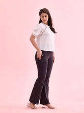 Load image into Gallery viewer, Go Colors Dark Grey Cotton Stretch Flared Pant
