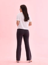 Load image into Gallery viewer, Go Colors Dark Grey Cotton Stretch Flared Pant
