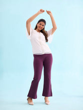 Load image into Gallery viewer, Go Colors Dark Wine Roma Ponte Flared Pant
