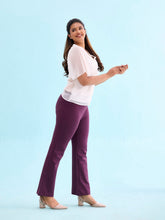 Load image into Gallery viewer, Go Colors Dark Wine Roma Ponte Flared Pant

