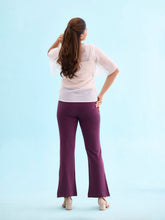 Load image into Gallery viewer, Go Colors Dark Wine Roma Ponte Flared Pant
