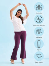 Load image into Gallery viewer, Go Colors Dark Wine Roma Ponte Flared Pant
