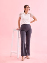 Load image into Gallery viewer, Go Colors Medium Grey Roma Ponte Flared Pant
