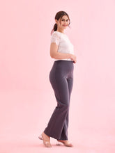 Load image into Gallery viewer, Go Colors Medium Grey Roma Ponte Flared Pant
