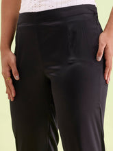 Load image into Gallery viewer, Go Colors Black Polyester Shiny Pants
