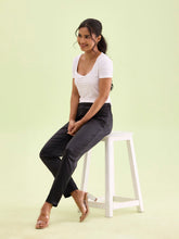 Load image into Gallery viewer, Go Colors Black Polyester Shiny Pants
