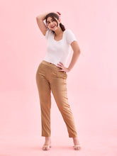 Load image into Gallery viewer, Go Colors Deep Gold Polyester Shiny Pants
